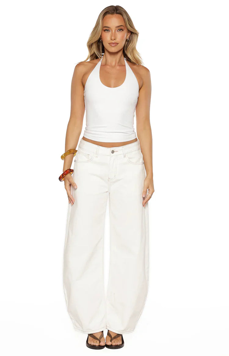 Nora White Jersey Halter Neck Top
