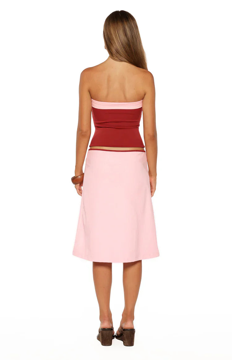 Orlanda Pink Strapless Contrast Top