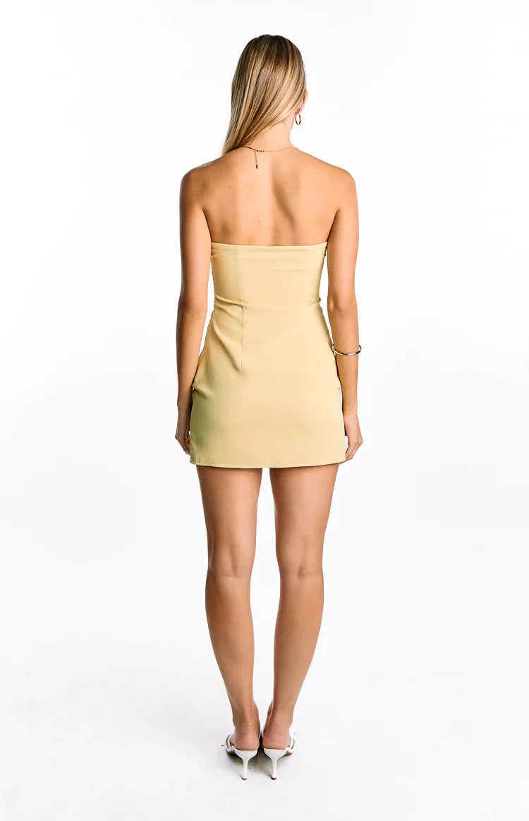 Oliva Butter Yellow Strapless Mini Dress
