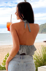 Opolo Black Gingham Crop Top