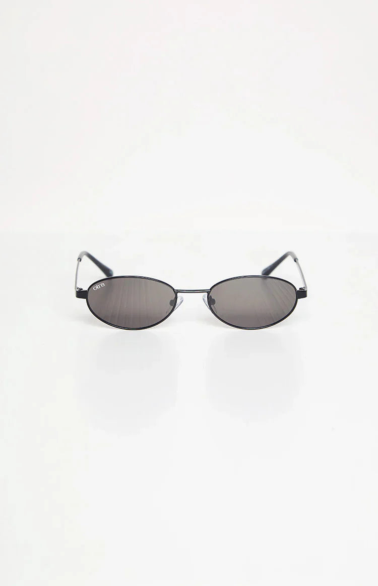 Otra Eyewear Rosie Black Oval Sunglasses