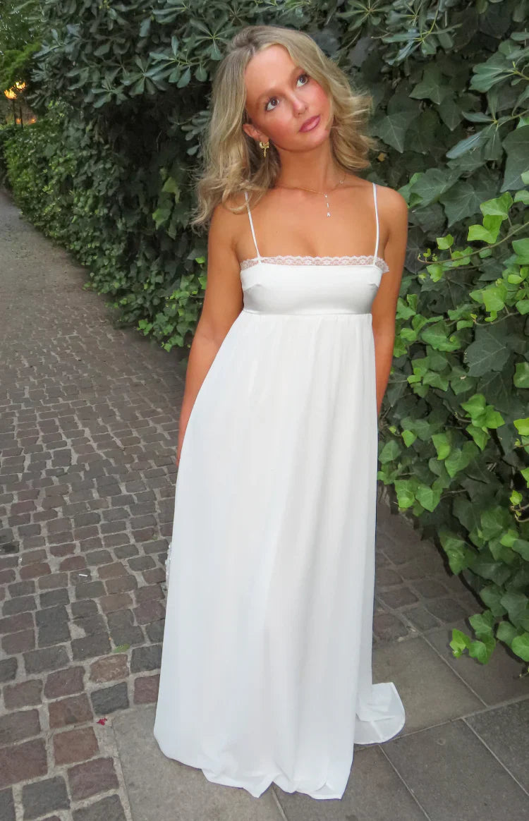 Patsy White Satin Maxi Dress