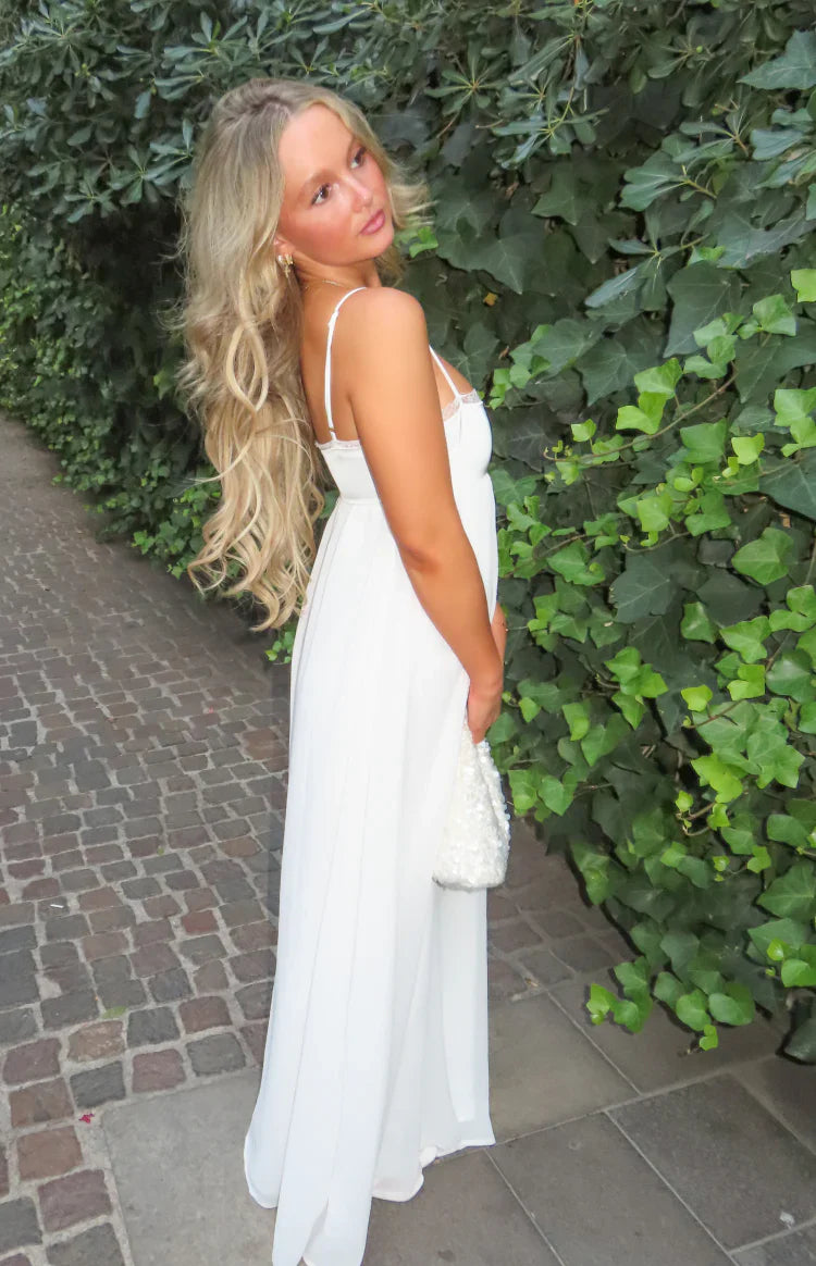 Patsy White Satin Maxi Dress