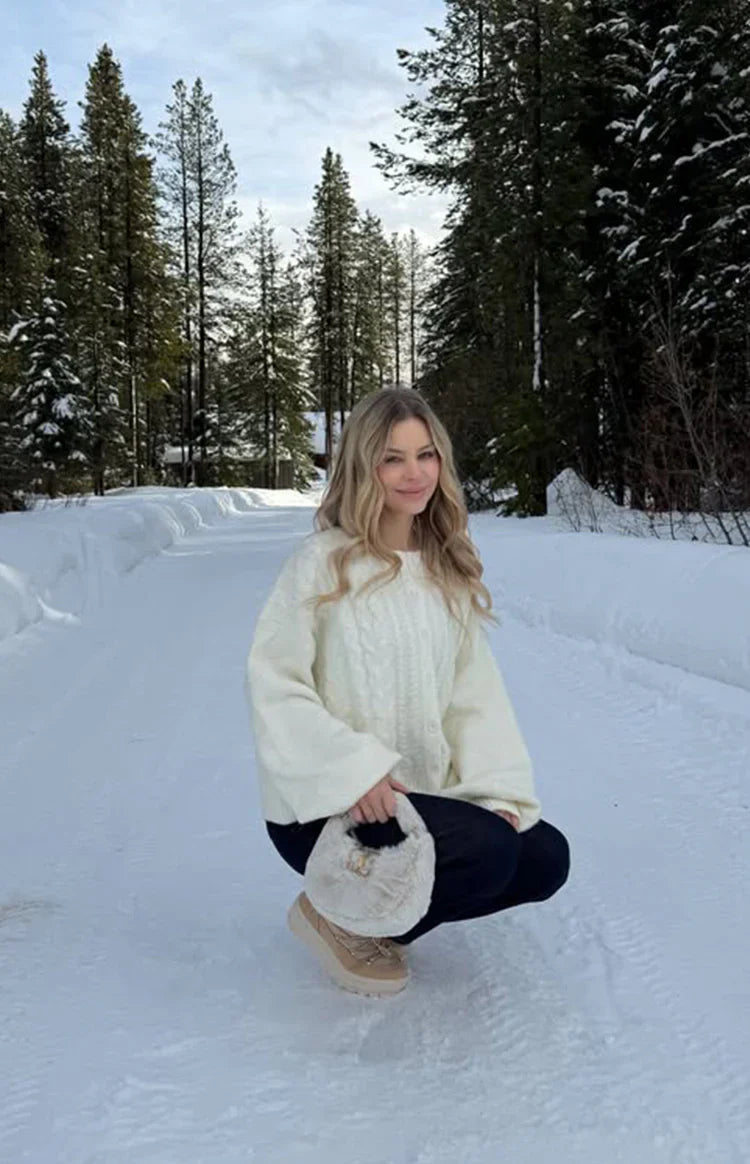 Percy Cream Cable Knit Cardigan