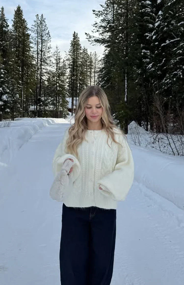 Percy Cream Cable Knit Cardigan