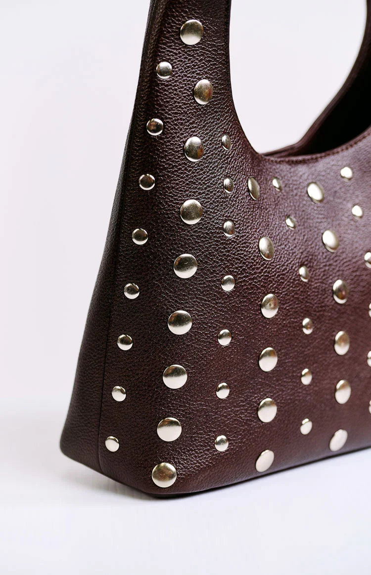 Peta & Jain Jenni Chocolate Pebbled Studded PU Bag