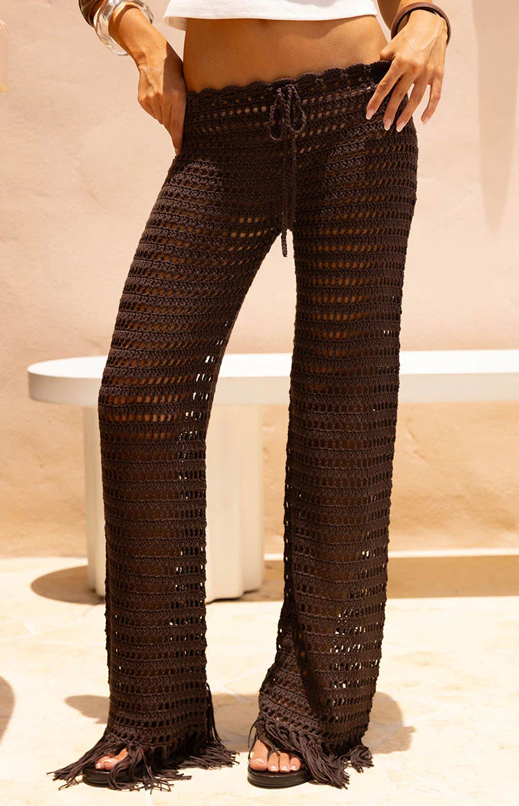 Pixie Brown Crochet Pants