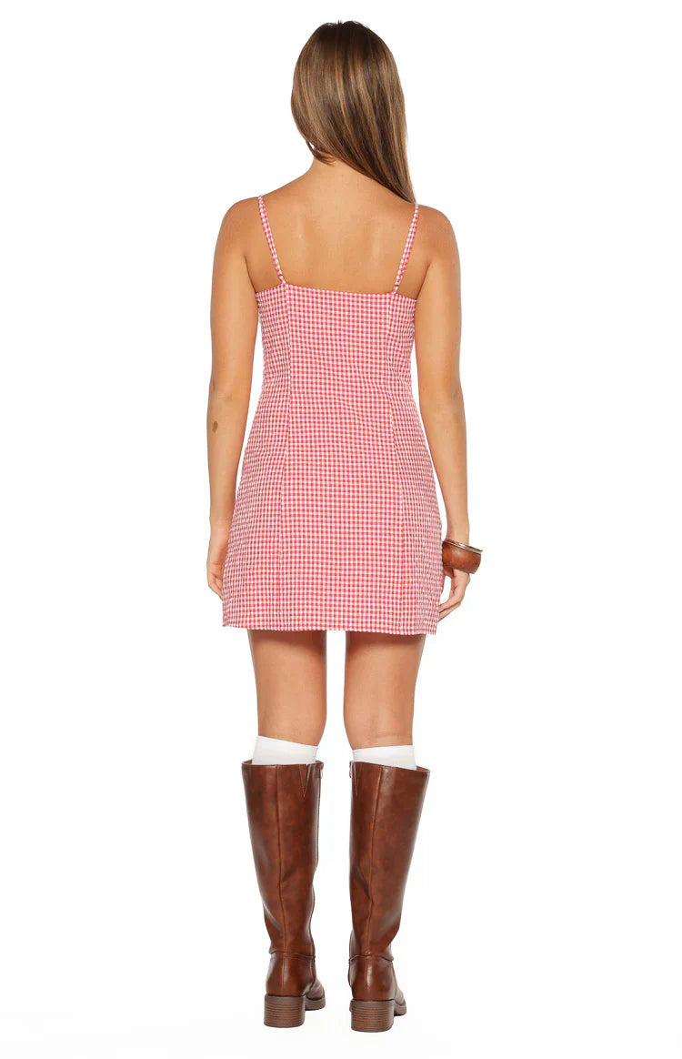 Please Red Gingham Mini Dress