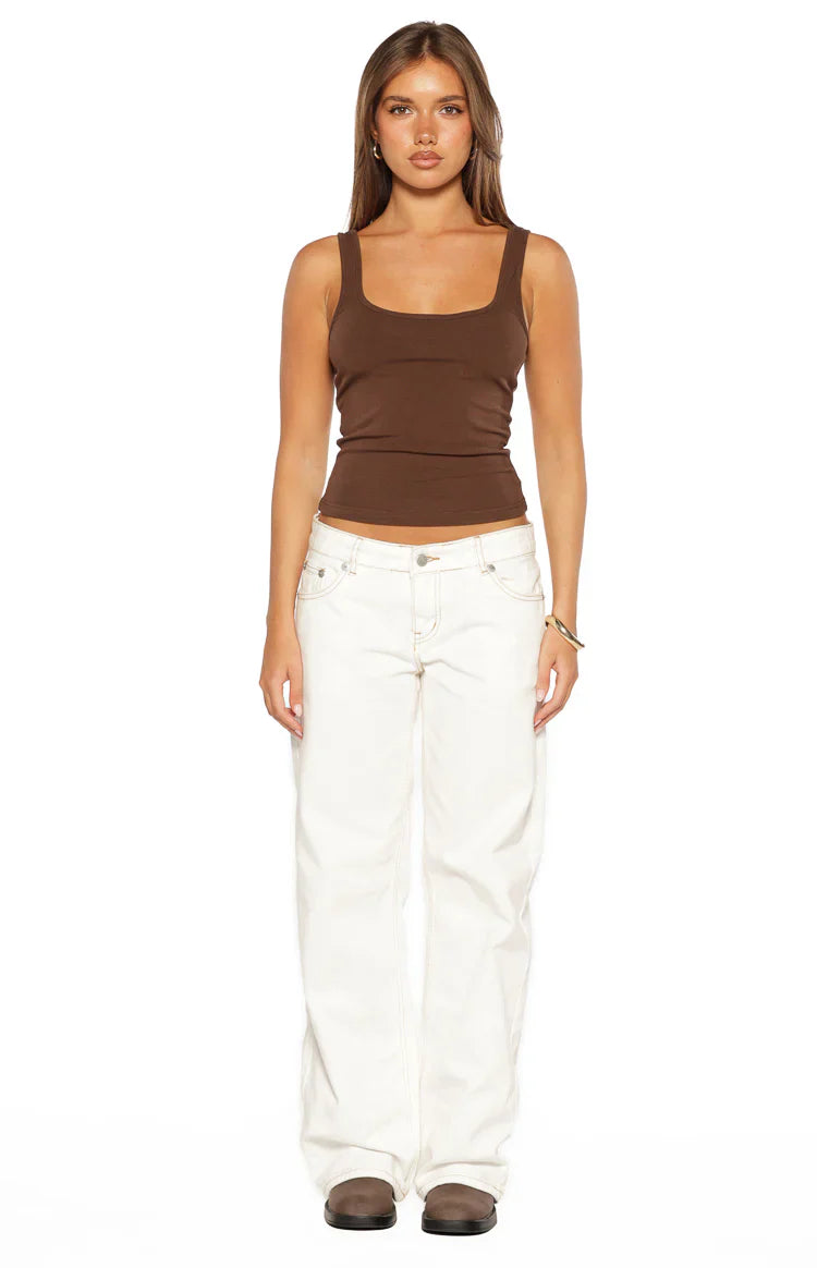 Prue Brown Scoop Neck Tank Top