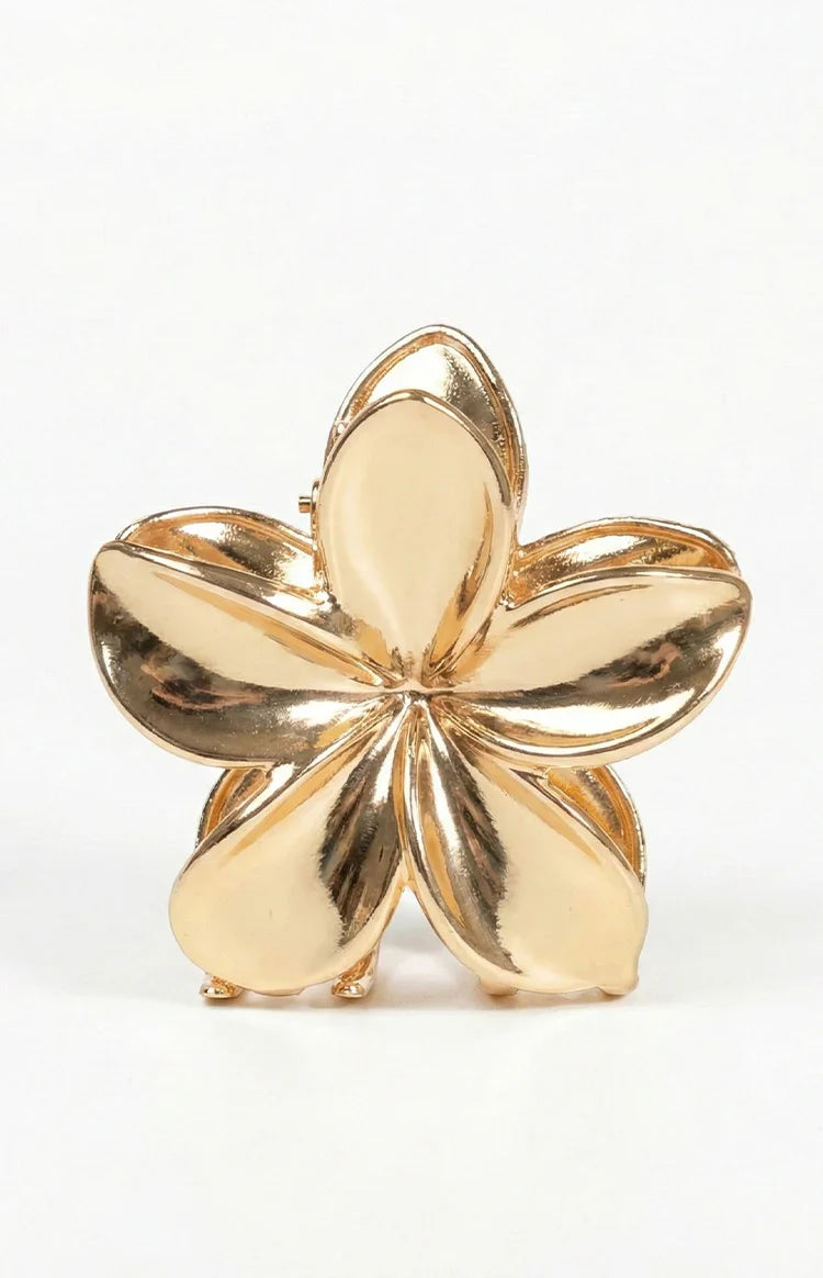 Quinny Gold Metal Flower Claw Clip