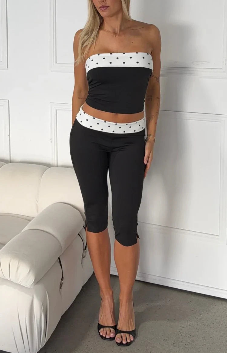 Reece Black Polka Dot Band Capris