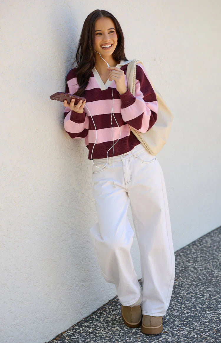 Rina Pink Stripe Polo