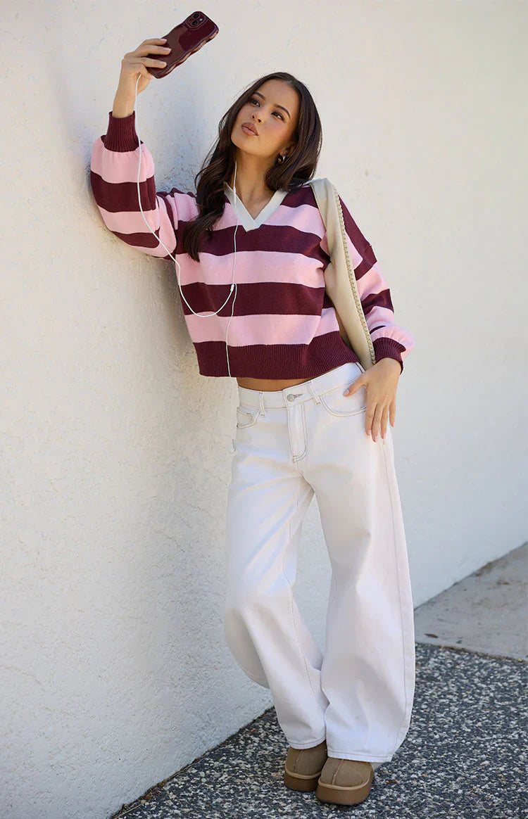 Rina Pink Stripe Polo