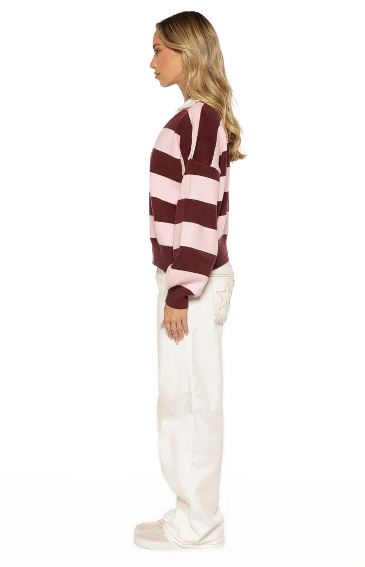 Rina Pink Stripe Polo