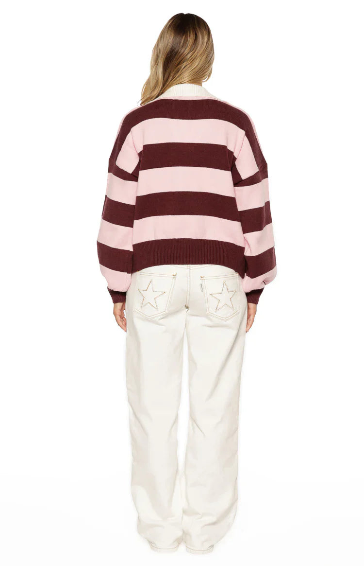 Rina Pink Stripe Polo