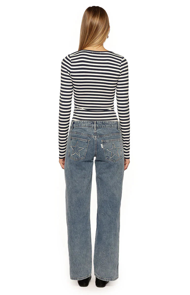 Ronney Navy Stripe Long Sleeve Top