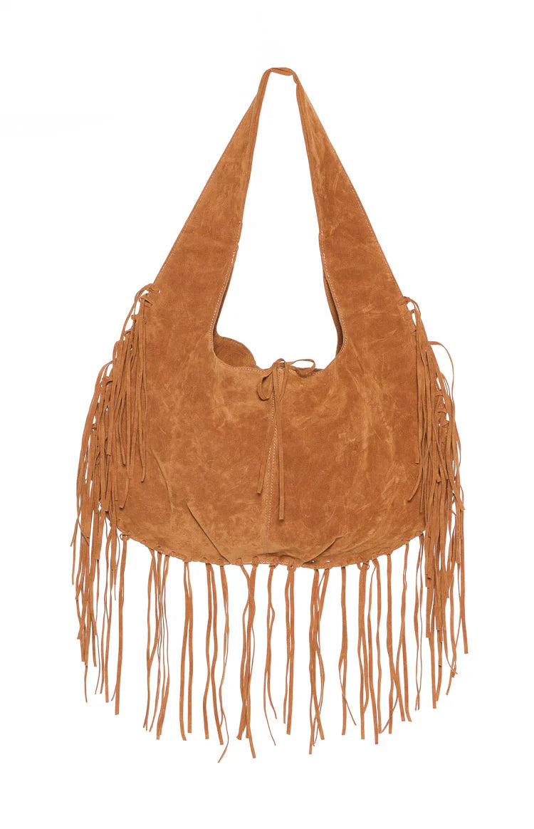 Rosalie Tan Suedette Fringe Shoulder Bag