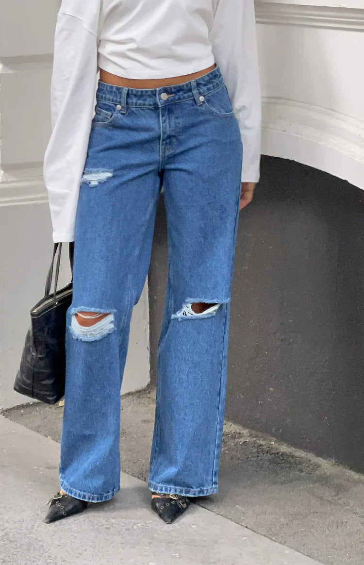 Roxie Mid Wash Ripped Jeans