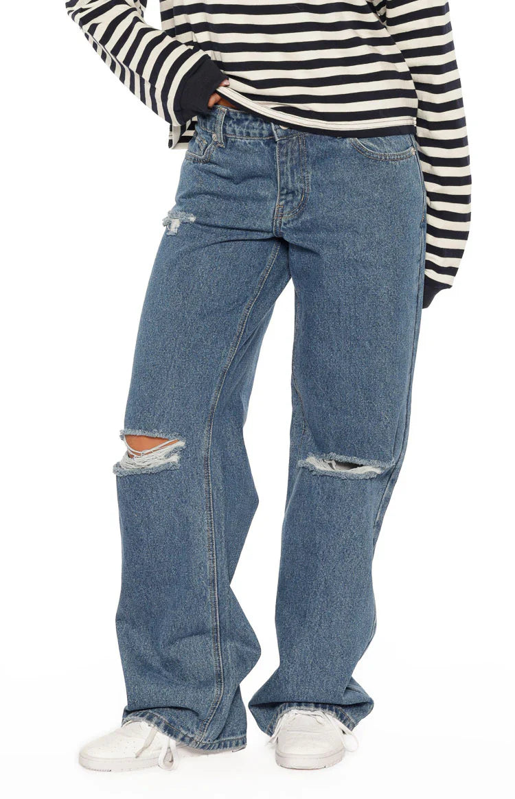 Roxie Mid Wash Ripped Jeans