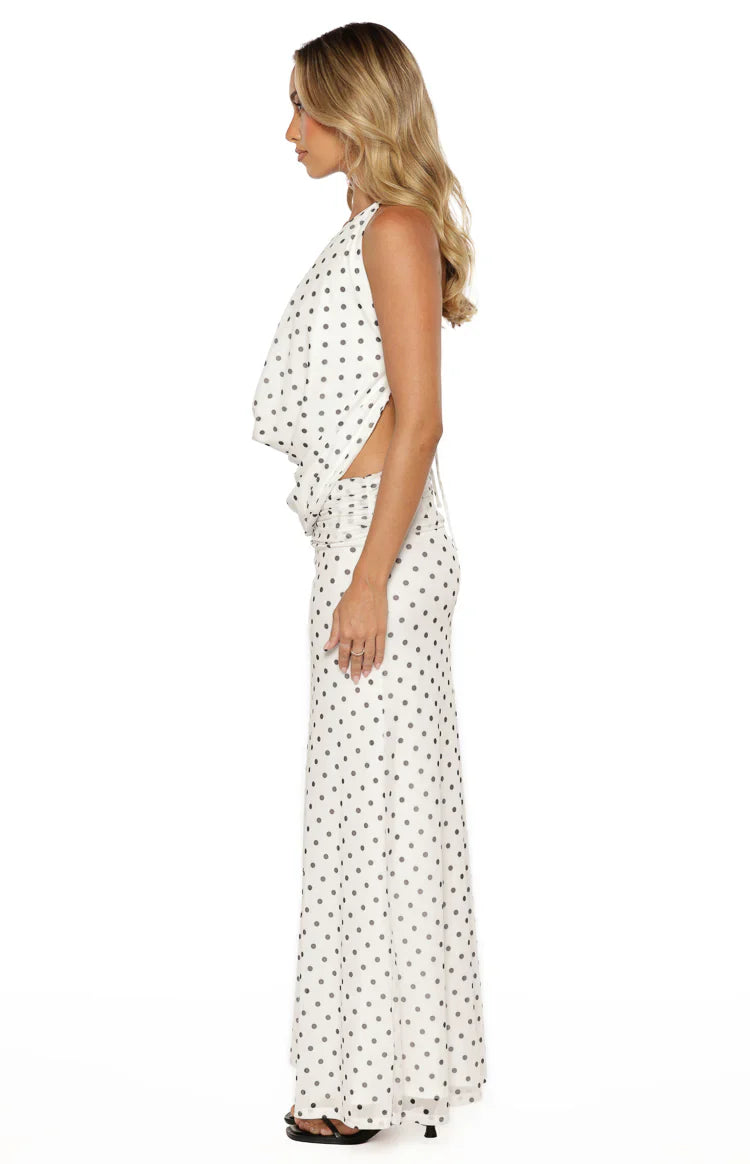 Rozie White Polka Dot Mesh Top