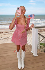 Rubi Red Gingham Babydoll Mini Dress