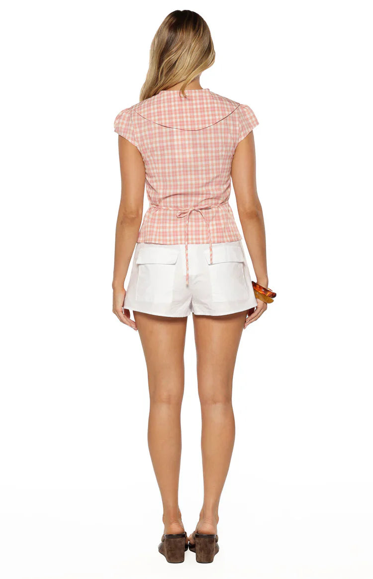 Rumi Pink Plaid Peter Pan Collar Top
