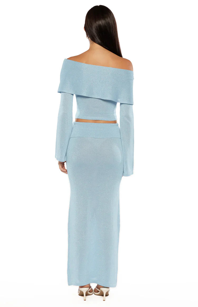 Simona Blue Maxi Knit Skirt