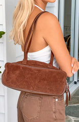 Sloane Brown Suede Baguette Bag