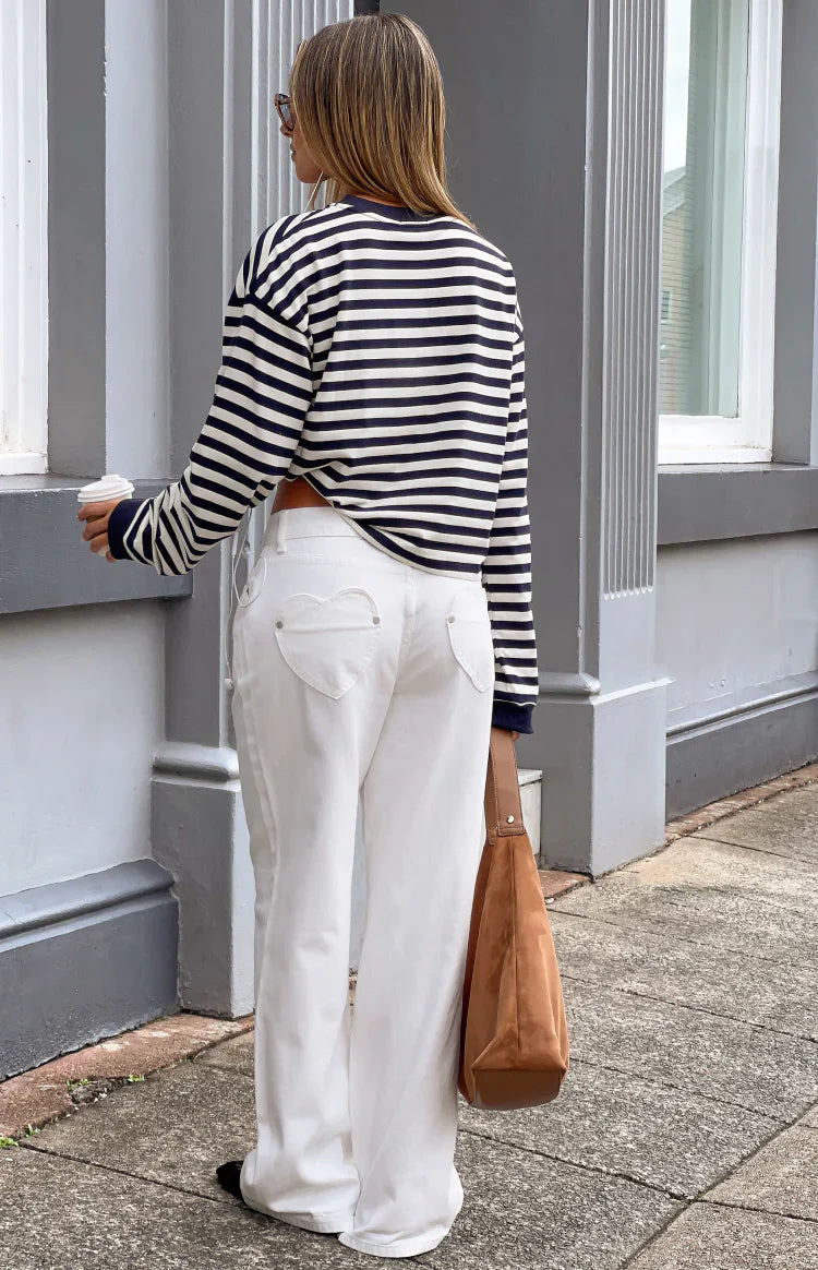 So Breezy Navy Stripe Long Sleeve Top
