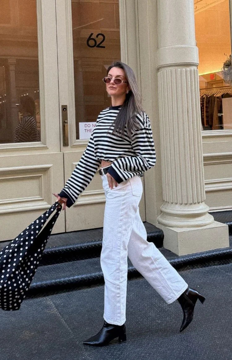 So Breezy Navy Stripe Long Sleeve Top