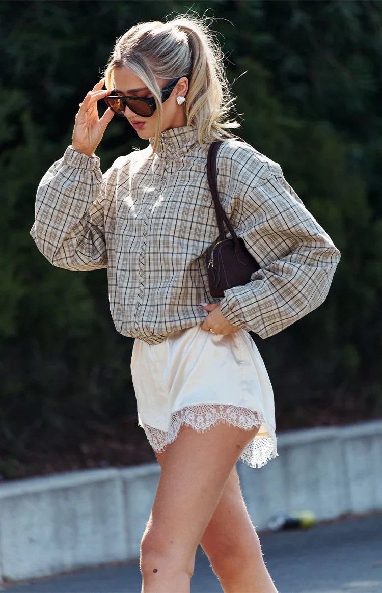 Agnes Cream Satin Lace Shorts