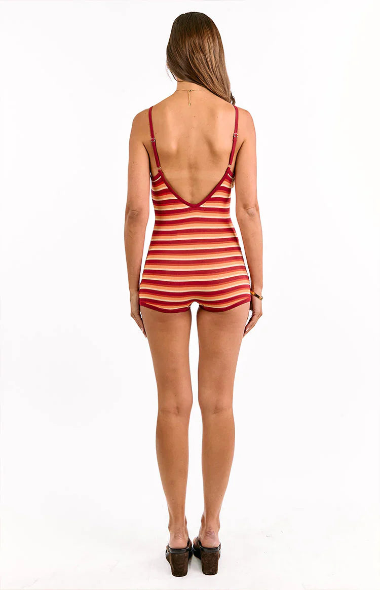 Tatum Orange Stripe Knit Playsuit