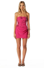 Tranquility Hot Pink Strapless Beaded Party Mini Dress