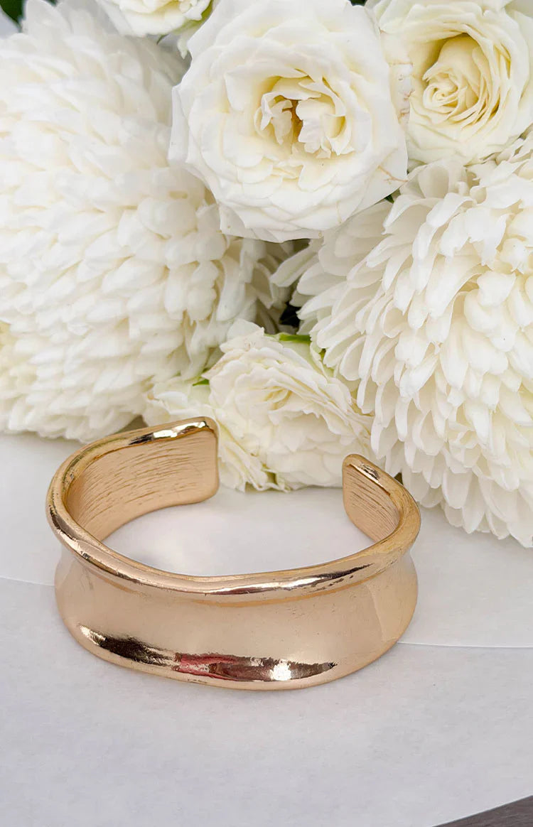 True Desire Gold Wavy Cuff Bangle