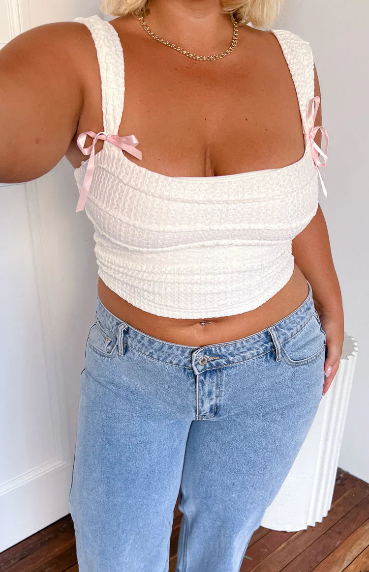 Vida White Bow Top