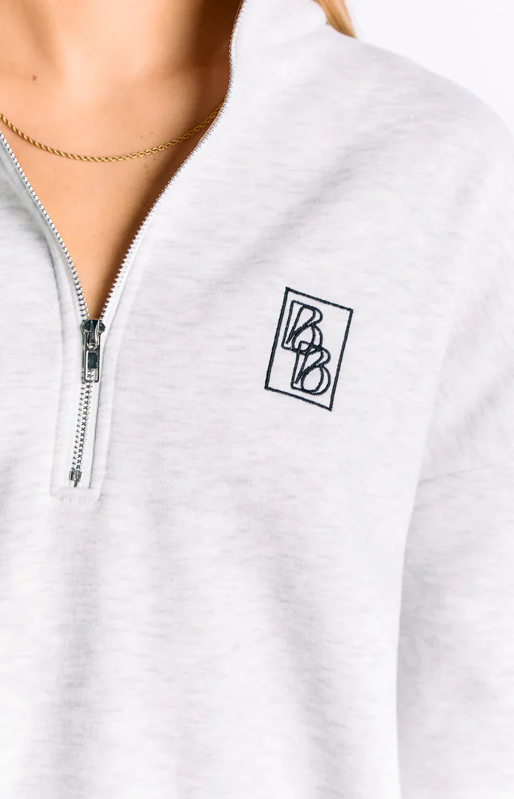 Yazmin Grey Marl Quarter Zip Jumper