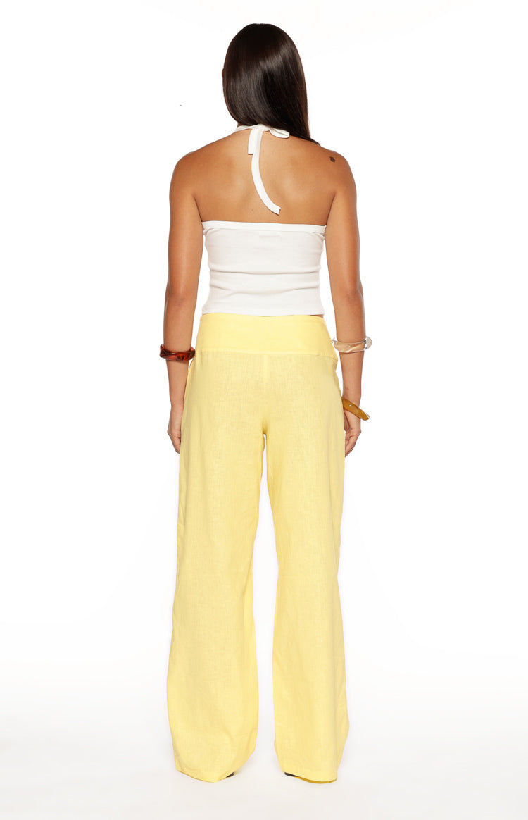 Alamara Yellow Floral Detail Wide Leg Pants