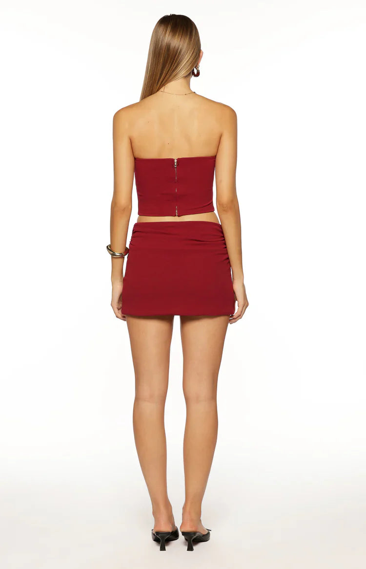 Bellah Burgundy Strapless Corset Top