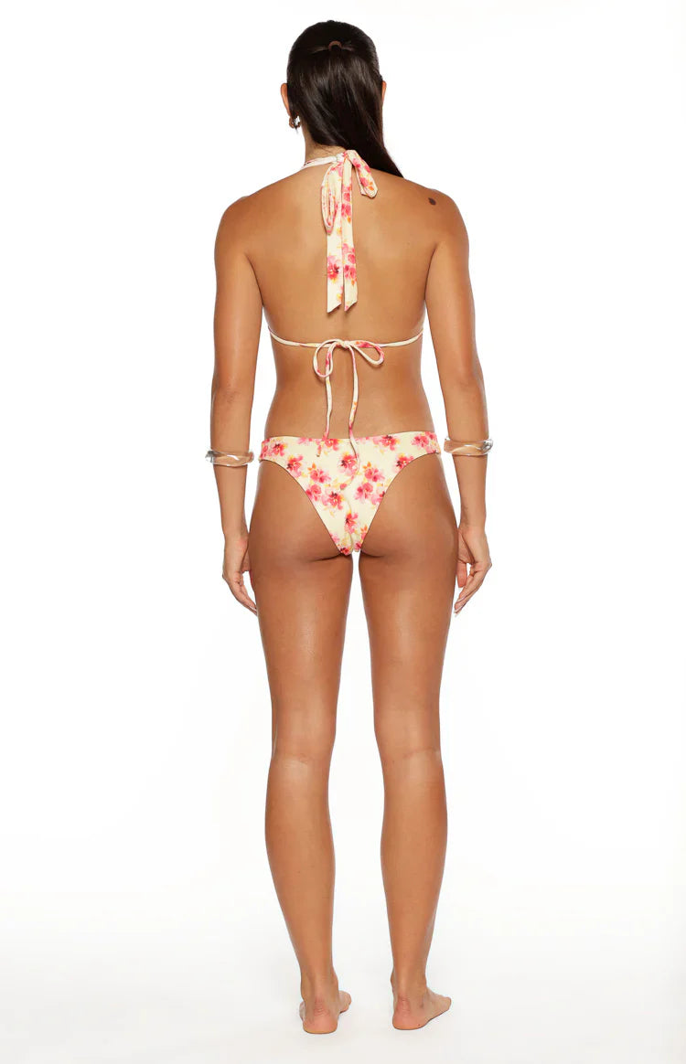 Coraya Yellow and Pink Floral Print Wrap Bikini Bottoms