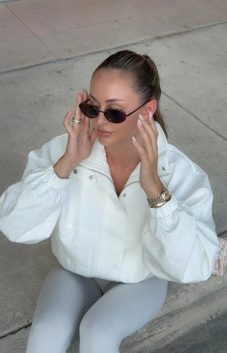 Enya Cream Funnel Neck Sports Jacket