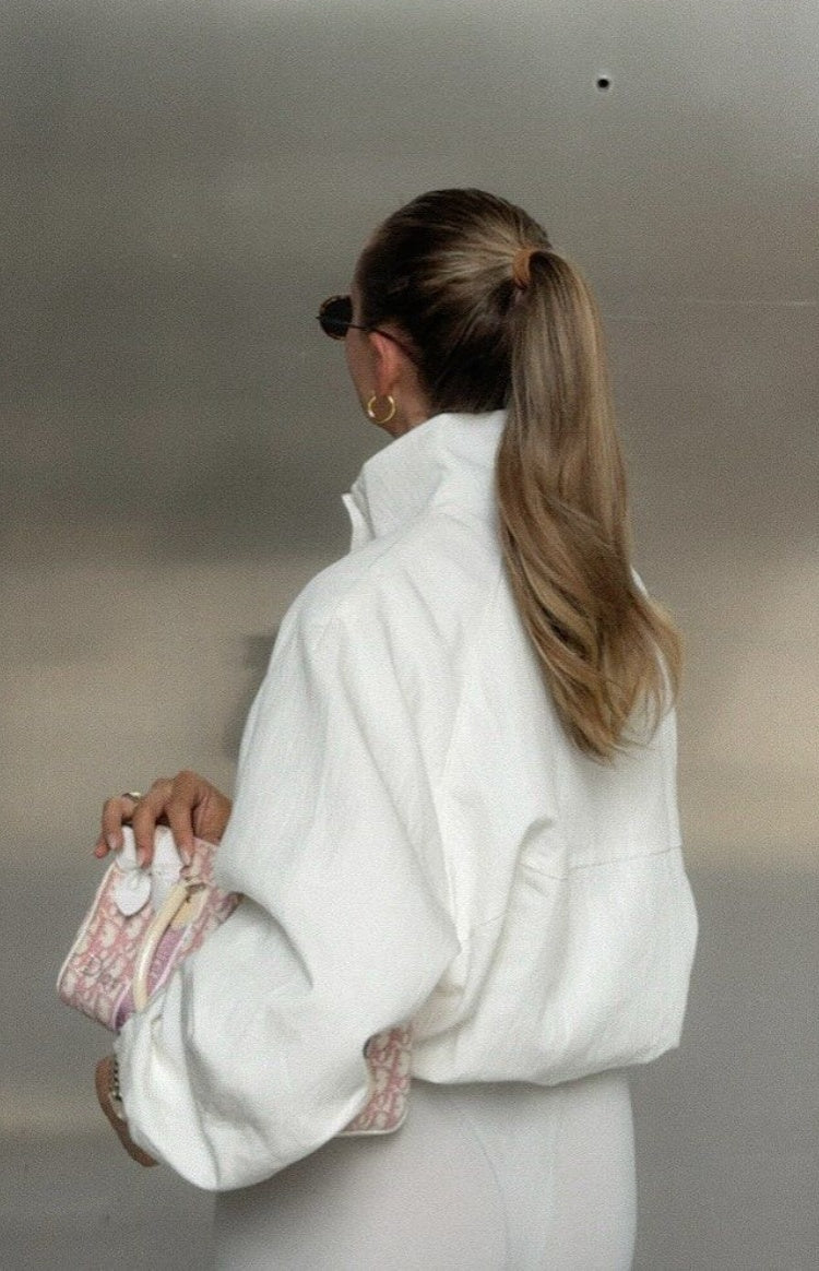 Enya Cream Funnel Neck Sports Jacket