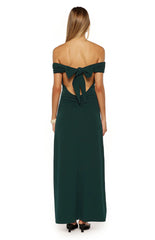 Erica Teal Crepe Off the Shoulder Maxi Dress