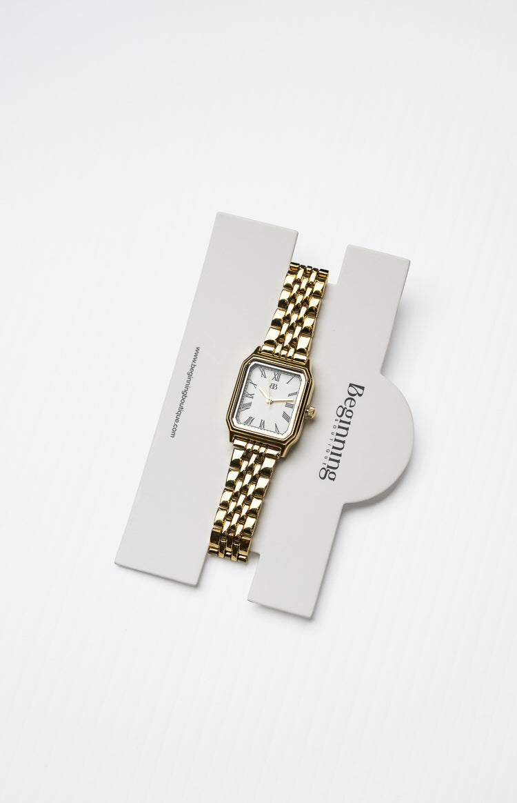 Horatia Gold Square Face Chain Watch