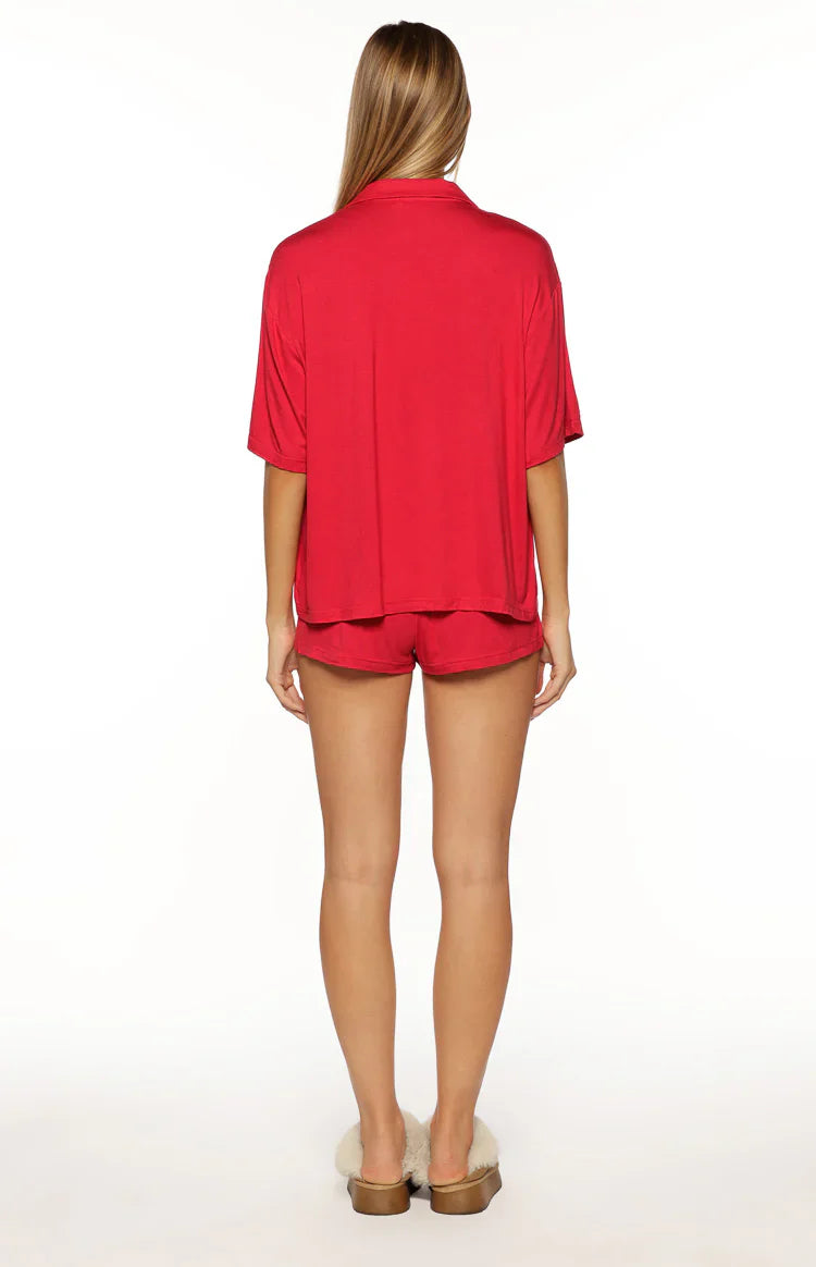 Jamey Burgundy Mini Pajama Shorts