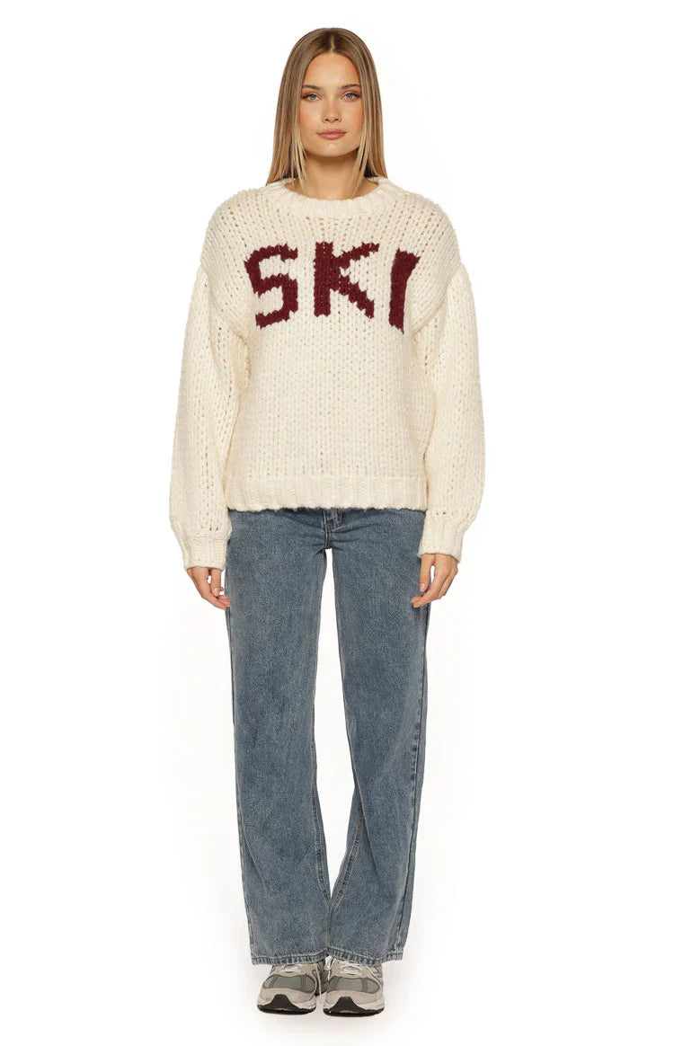 Jasmine Ski Cream Jacquard Chunky Knit Sweater