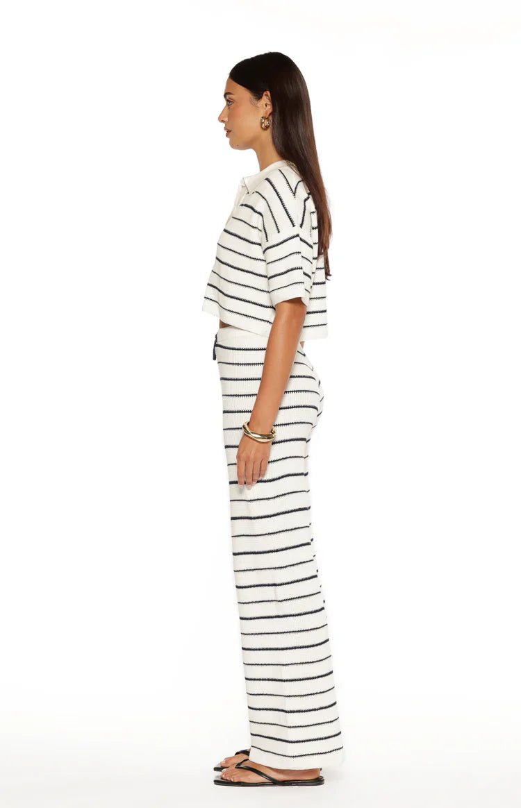Maple White Navy Stripe Knit Pants