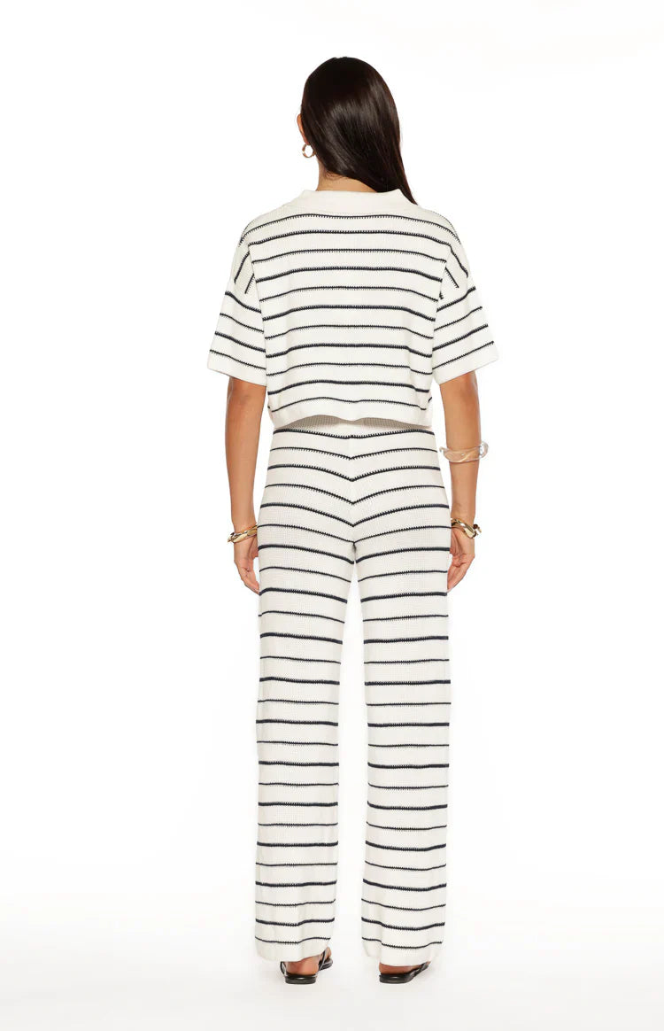 Maple White Navy Stripe Knit Pants