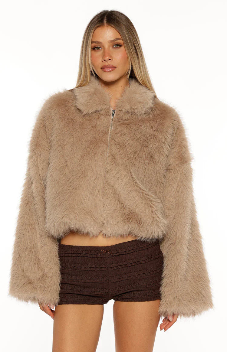 Nero Light Brown Faux Fur Jacket
