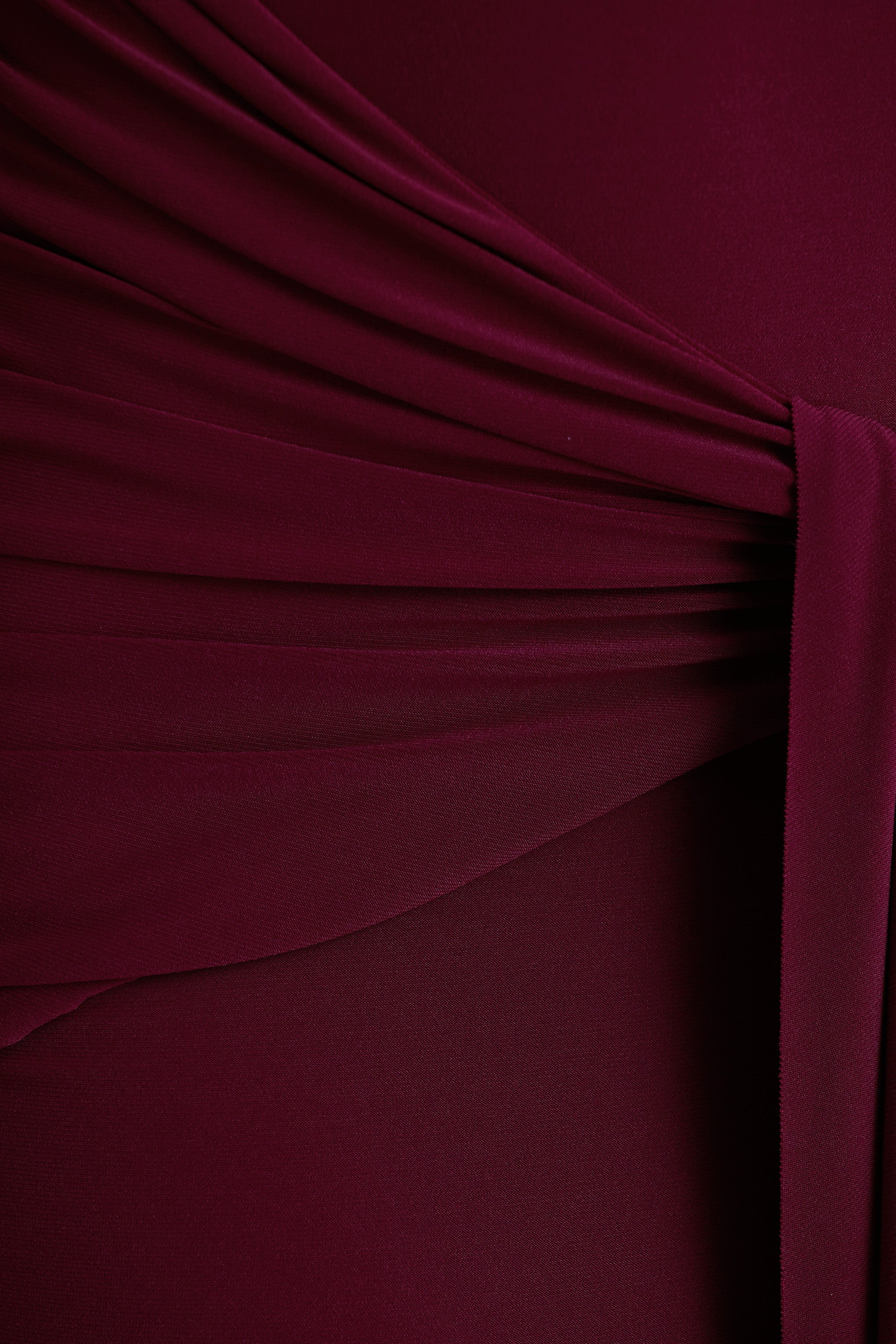 Pietra | Berry High-Neck Long Sleeve Knot Maxi Dress