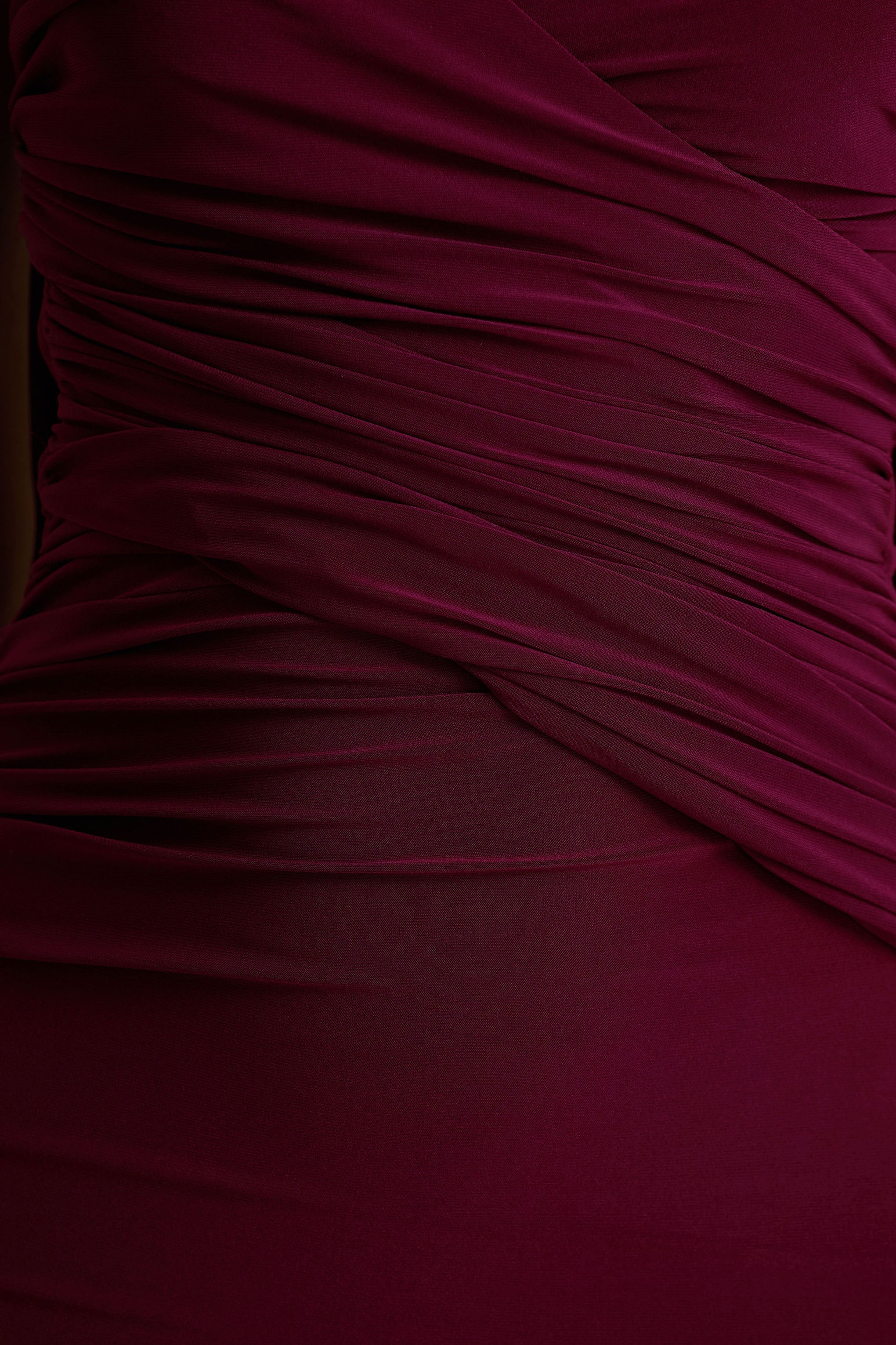 Leila | Burgundy Sweetheart Maxi Dress With Scarf